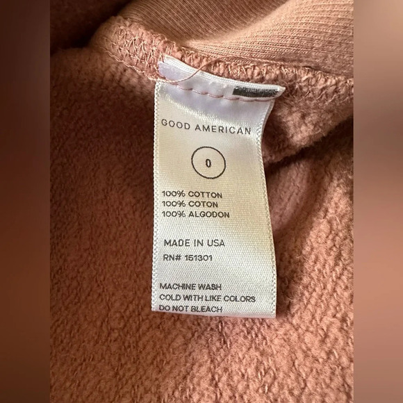 NWT Good American Cropped Sweatshirt Dark Pink or Mauve Size 0 (XS) - Picture 9 of 9
